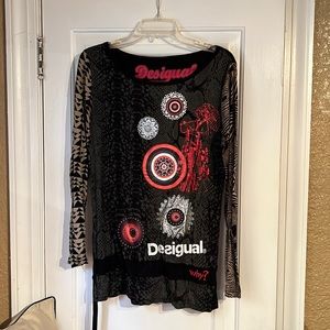 Desigual Side Tie Why? Top Size Large